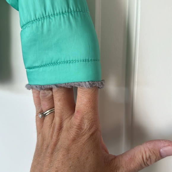 THE NORTH FACE Reversible Mossbud Swirl Insulated Jacket teal size 12/18 - Picture 3 of 11